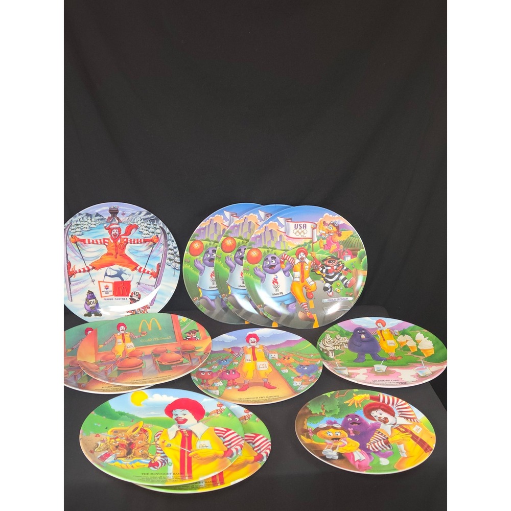 McDonald's Ronald McDonald Olympic Collection Plates LOT‎ OF 11 1989 1996 2002